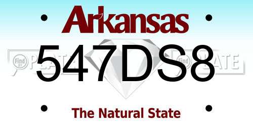 547DS8 Arkansas License Plate