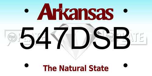 547DSB Arkansas License Plate