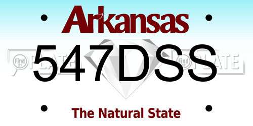 547DSS Arkansas License Plate