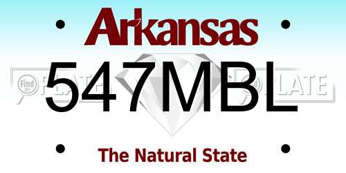 547MBL Arkansas License Plate