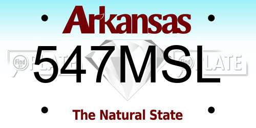 547MSL Arkansas License Plate