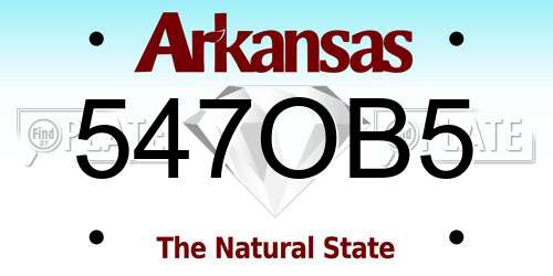 547OB5 Arkansas License Plate