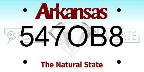 547OB8 Arkansas License Plate