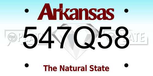 547Q58 Arkansas License Plate