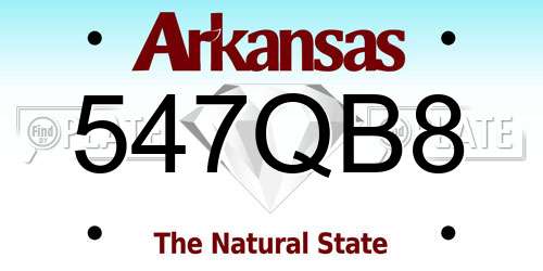547QB8 Arkansas License Plate