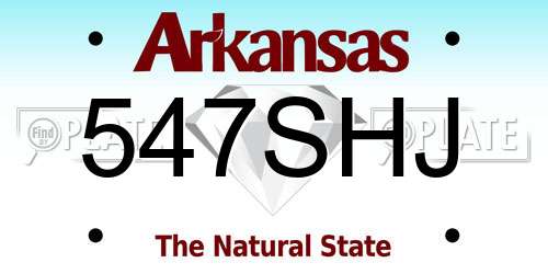 547SHJ Arkansas License Plate