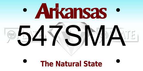 547SMA Arkansas License Plate