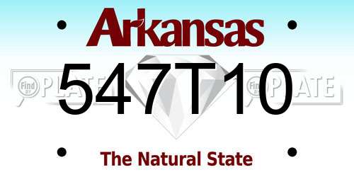 547T10 Arkansas License Plate