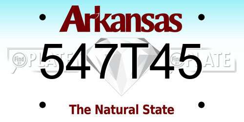 547T45 Arkansas License Plate