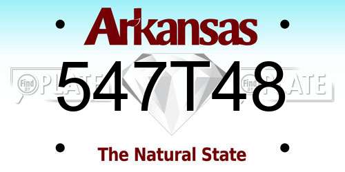 547T48 Arkansas License Plate