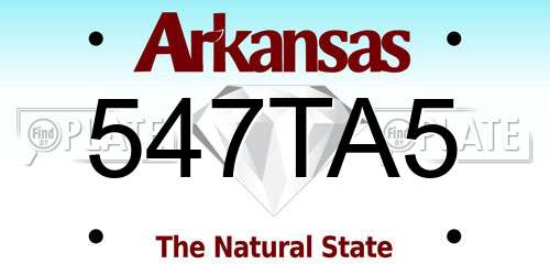 547TA5 Arkansas License Plate