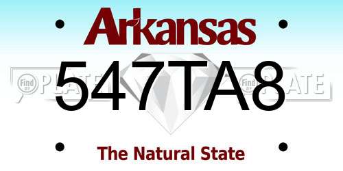 547TA8 Arkansas License Plate