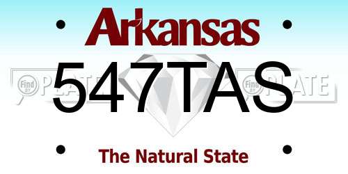547TAS Arkansas License Plate