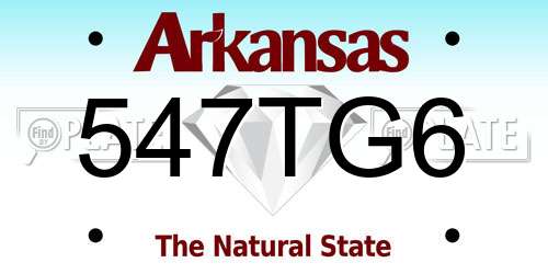 547TG6 Arkansas License Plate