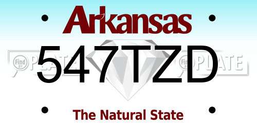547TZD Arkansas License Plate