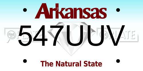 547UUV Arkansas License Plate
