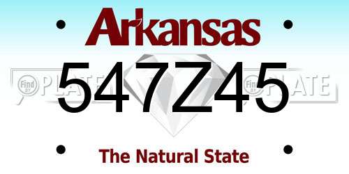 547Z45 Arkansas License Plate