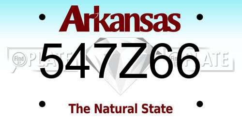 547Z66 Arkansas License Plate
