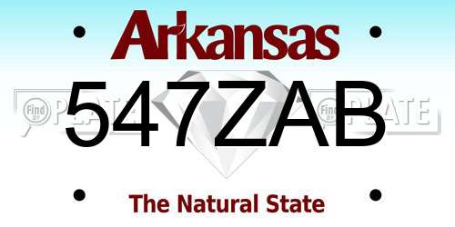 547ZAB Arkansas License Plate
