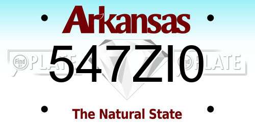 547ZI0 Arkansas License Plate