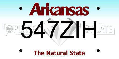 547ZIH Arkansas License Plate