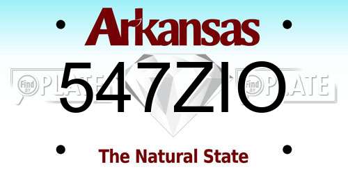 547ZIO Arkansas License Plate