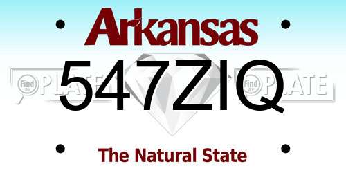 547ZIQ Arkansas License Plate