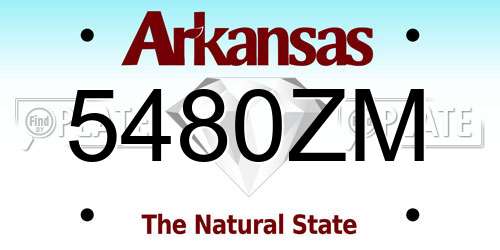 5480ZM Arkansas License Plate