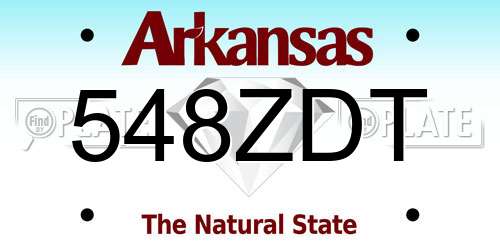 548ZDT Arkansas License Plate