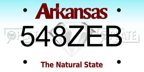 548ZEB Arkansas License Plate
