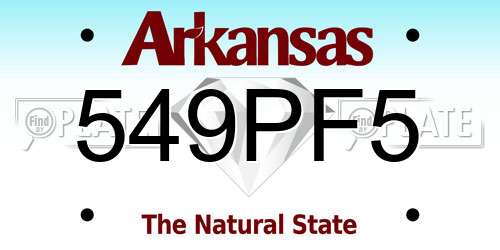 549PF5 Arkansas License Plate