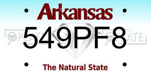 549PF8 Arkansas License Plate