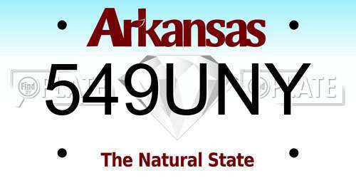549UNY Arkansas License Plate