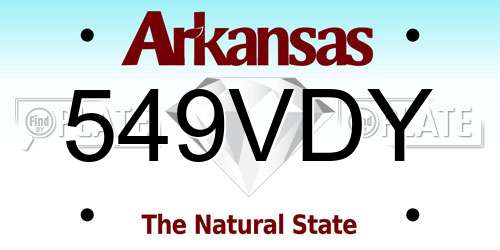 549VDY Arkansas License Plate