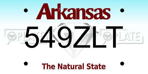 549ZLT Arkansas License Plate
