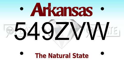 549ZVW Arkansas License Plate