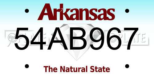 54AB967 Arkansas License Plate