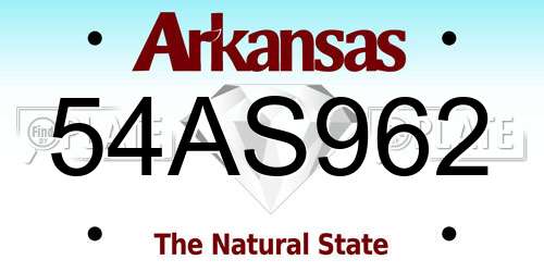 54AS962 Arkansas License Plate