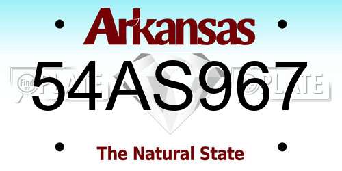54AS967 Arkansas License Plate