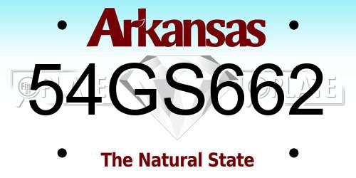 54GS662 Arkansas License Plate