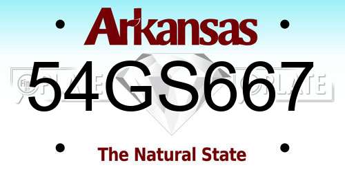 54GS667 Arkansas License Plate