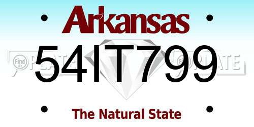 54IT799 Arkansas License Plate