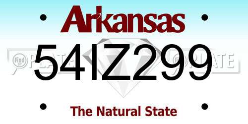 54IZ299 Arkansas License Plate