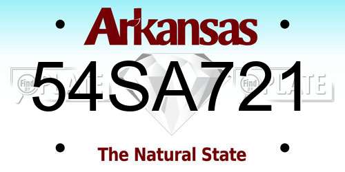 54SA721 Arkansas License Plate