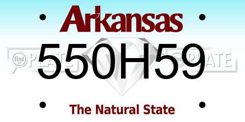 550H59 Arkansas License Plate