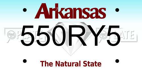 550RY5 Arkansas License Plate