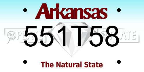 551T58 Arkansas License Plate