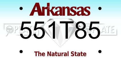 551T85 Arkansas License Plate