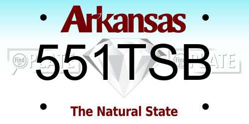 551TSB Arkansas License Plate