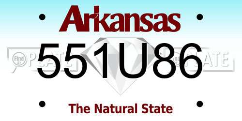 551U86 Arkansas License Plate